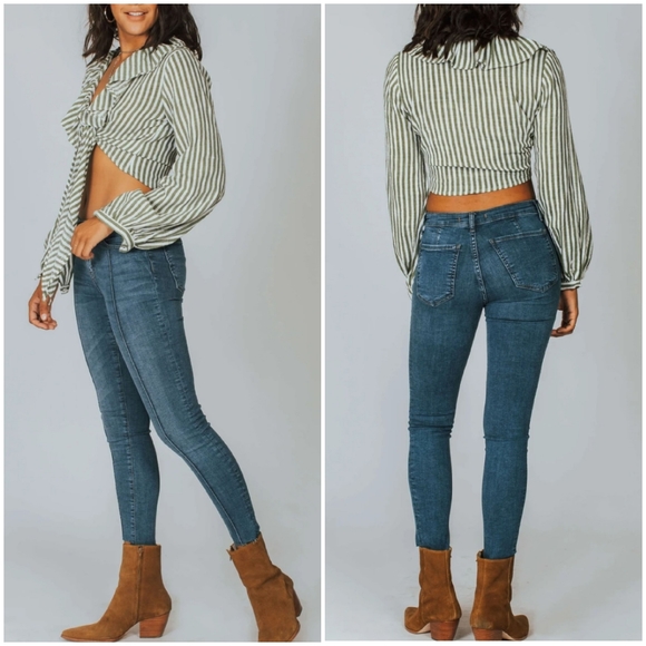 Free People High Waist Pintuck Skinny Jean - Picture 2 of 9